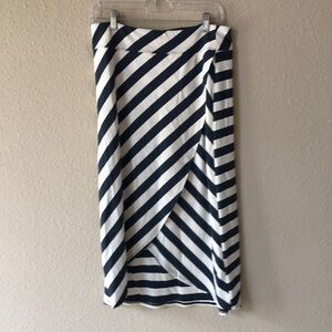 Athleta Blue and White Striped Wrap Midi Skirt Size Small